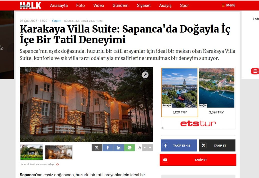 es gazte Sapanca Bungalov Karakaya Villa Suite Sapanca