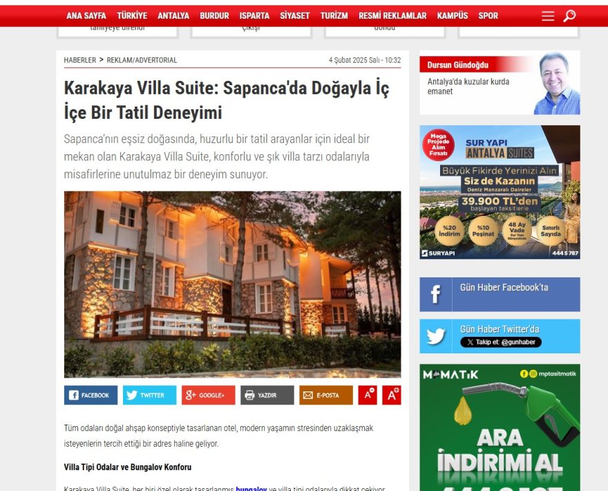 GÜNHABER Sapanca Bungalov Karakaya Villa Suite Sapanca